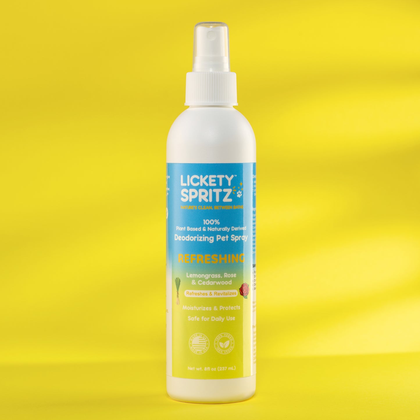 Lemongrass, Rose & Cedarwood — Refreshing Pet Deodorizing Spray 8 Ounces