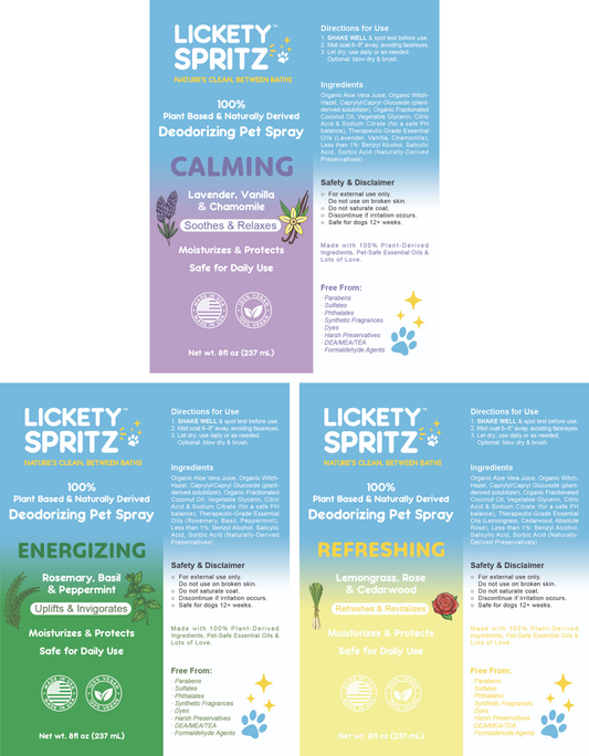8 oz Trio — Full Collection Pet Deodorizing Sprays (Calming, Energizing, Refreshing)